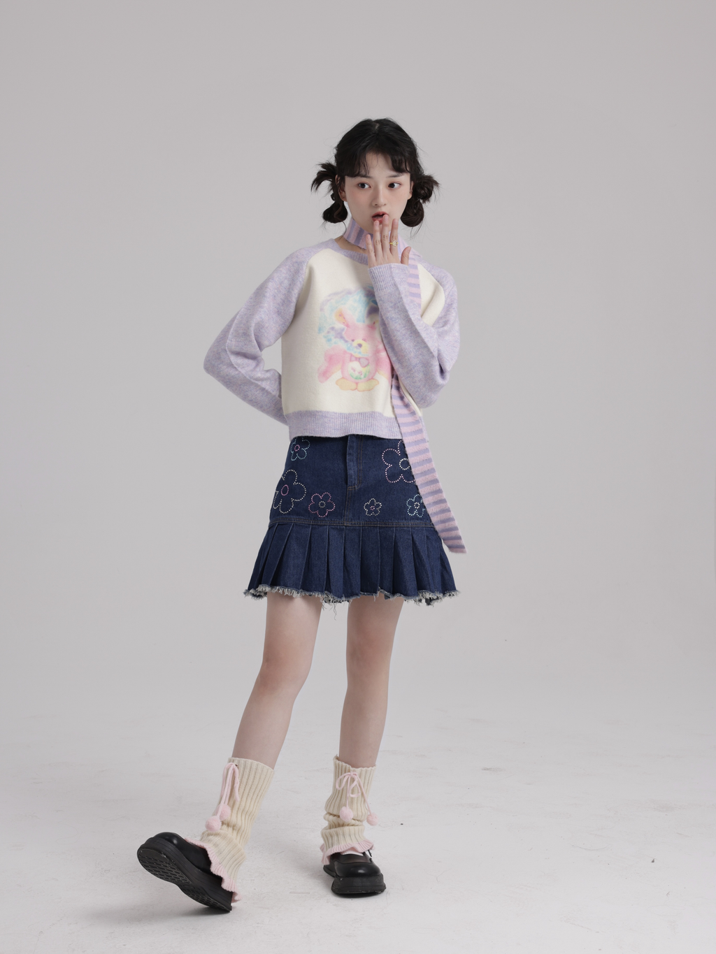 Purple raglan color-block sweater top