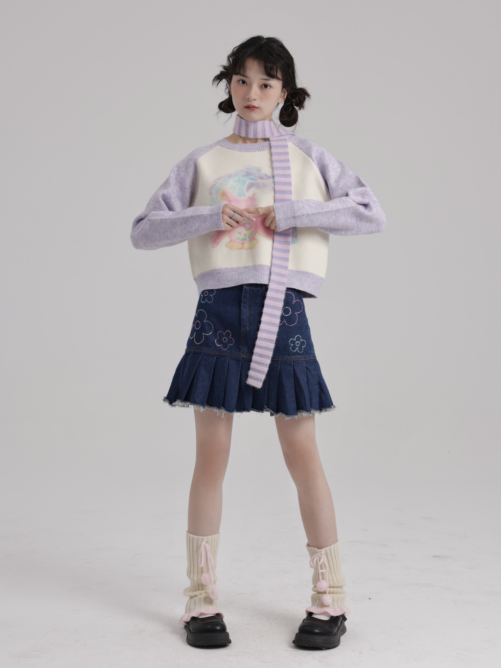 Purple raglan color-block sweater top