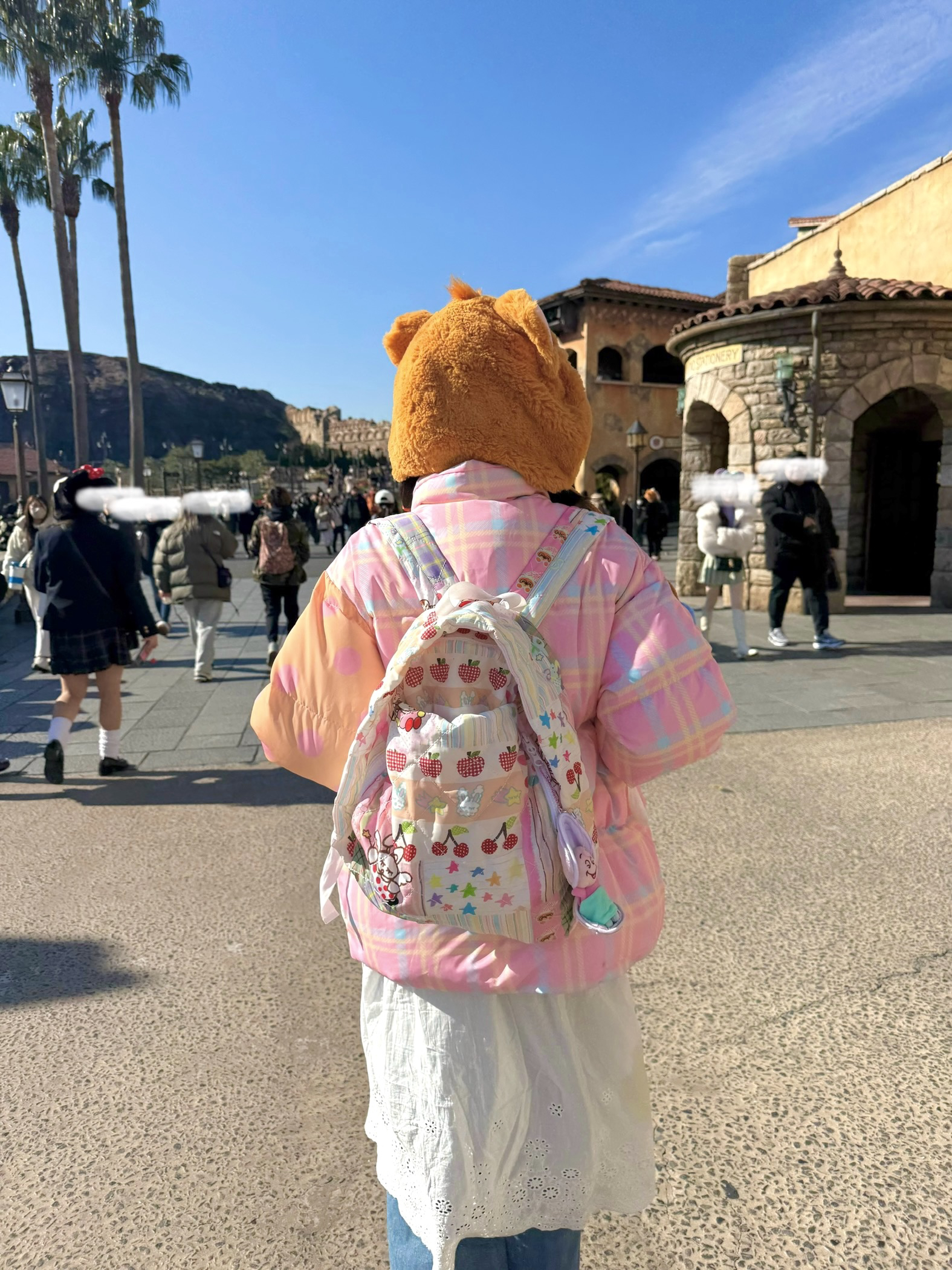 Quilted printed backpack