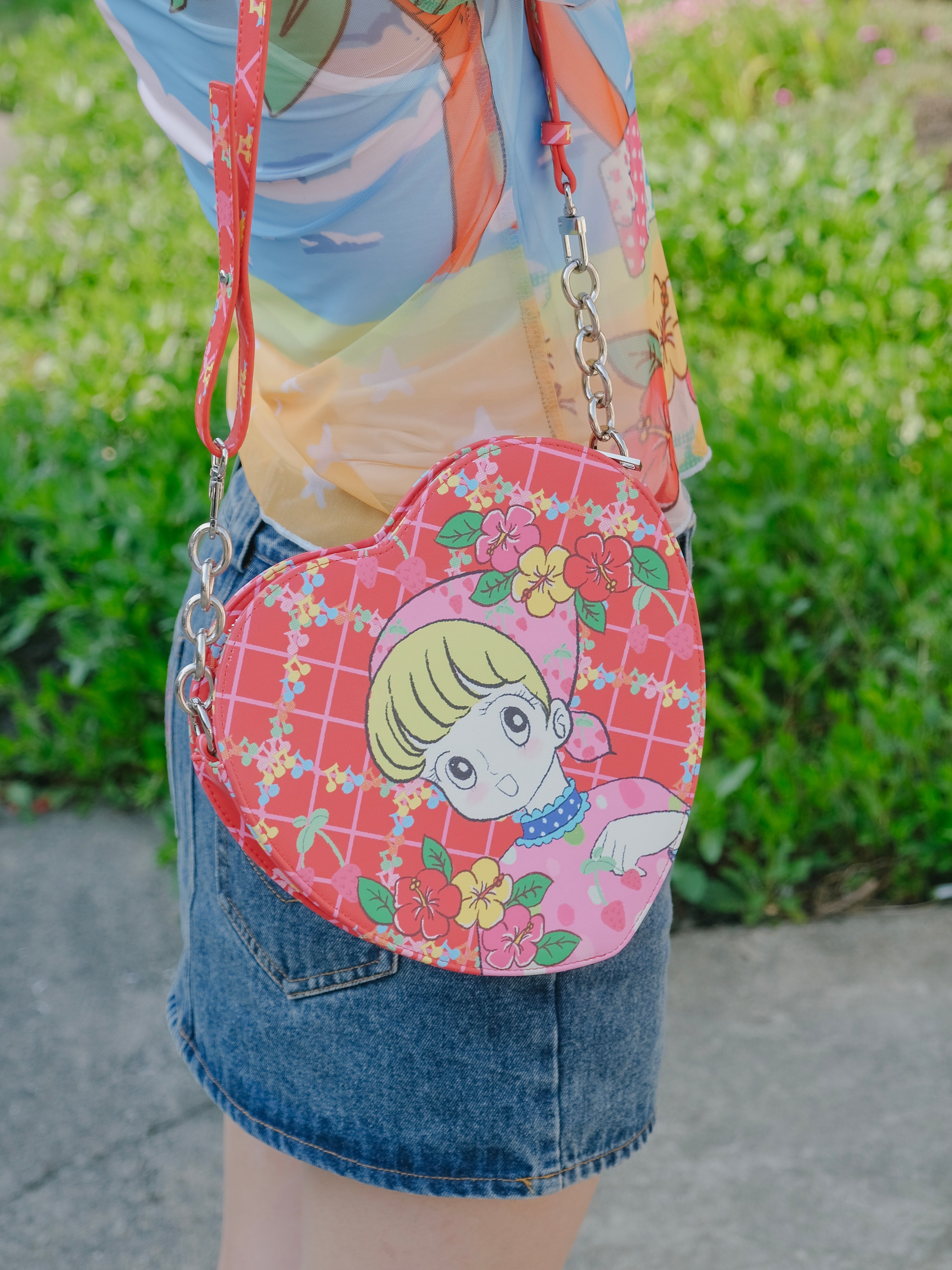 Red heart girl's crossbody bag