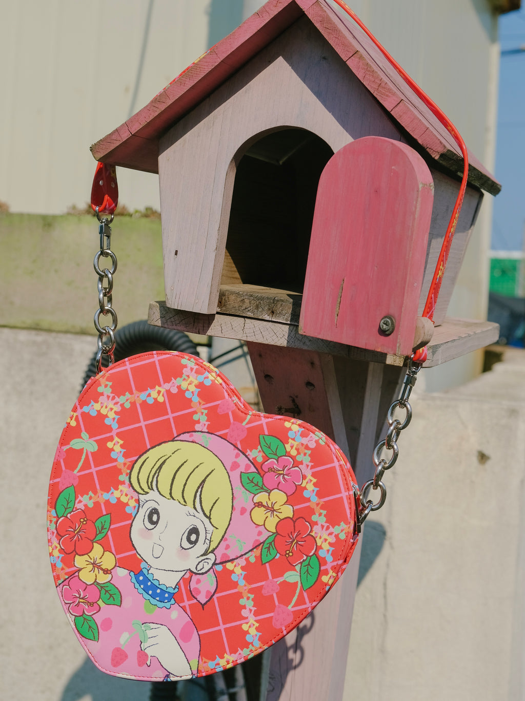 Red heart girl's crossbody bag