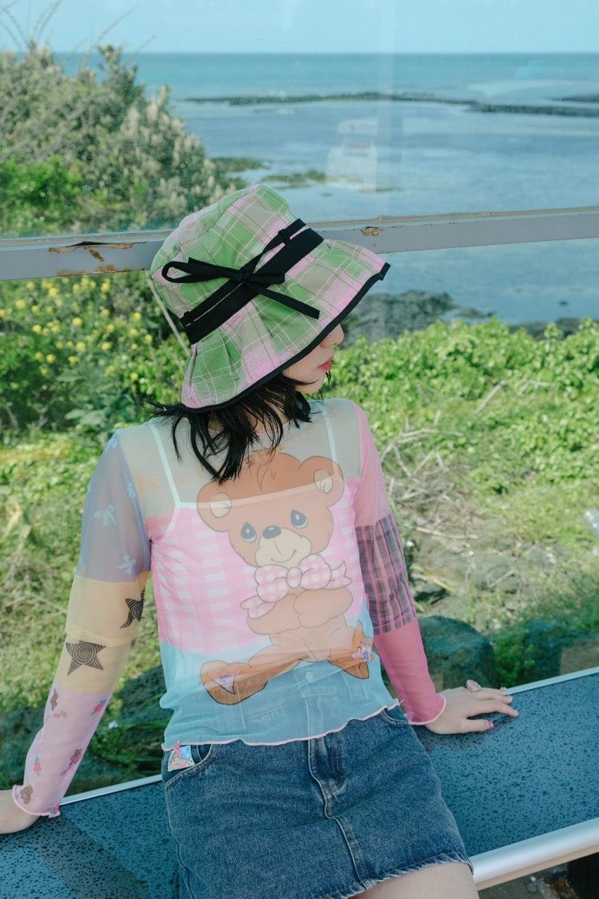 Green plaid bucket hat