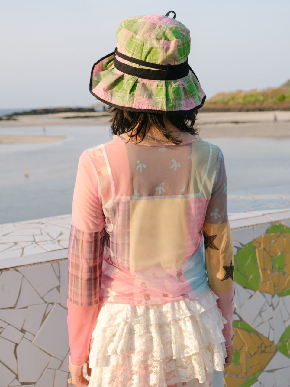 Green plaid bucket hat