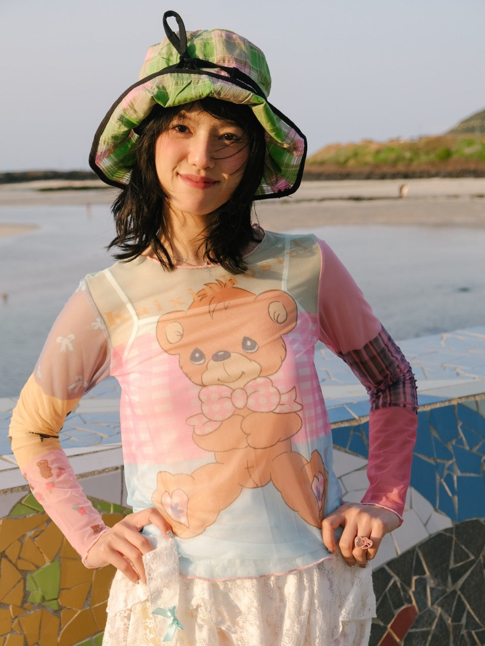 Green plaid bucket hat