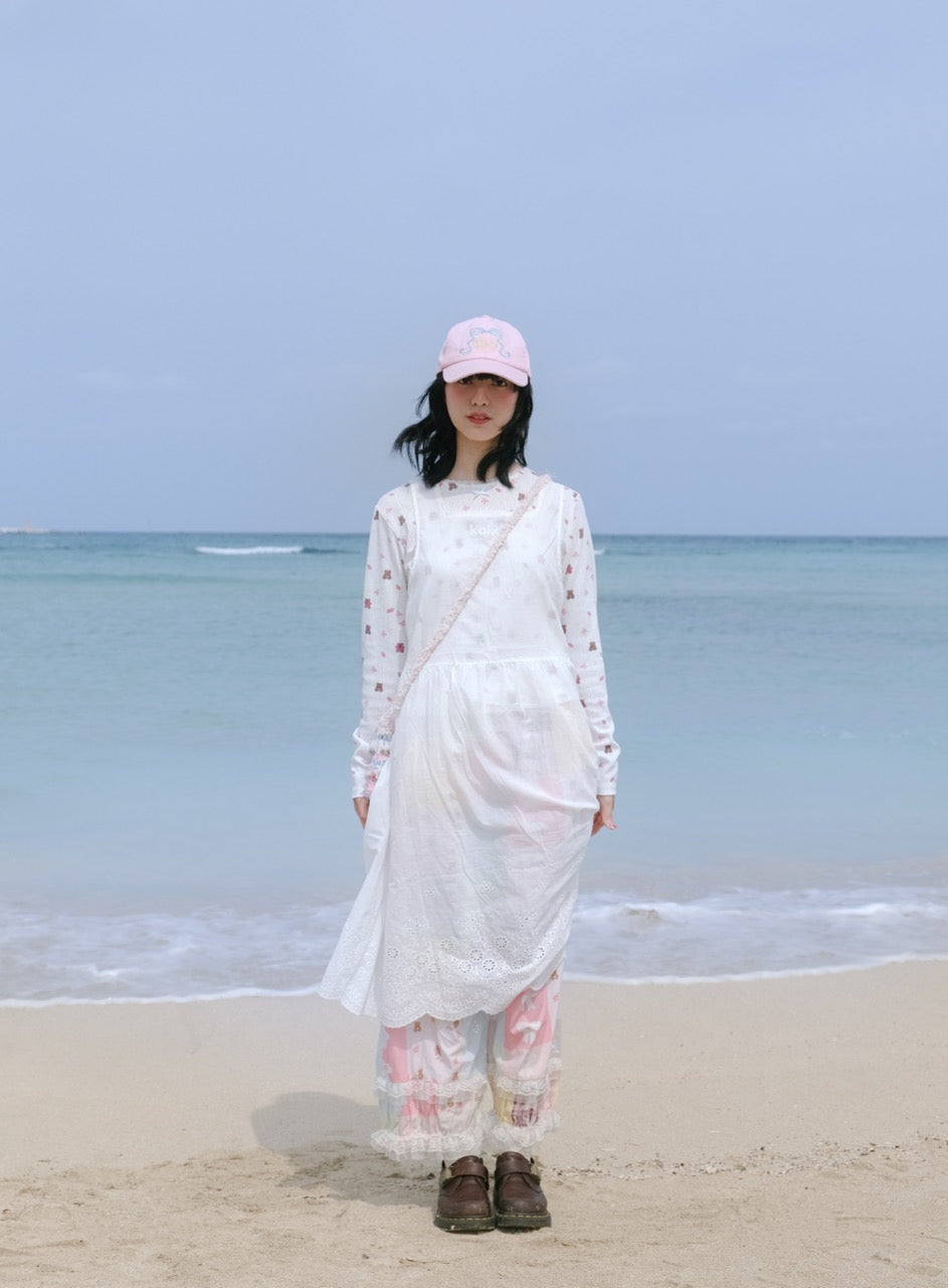 White vest dress with a cover-up