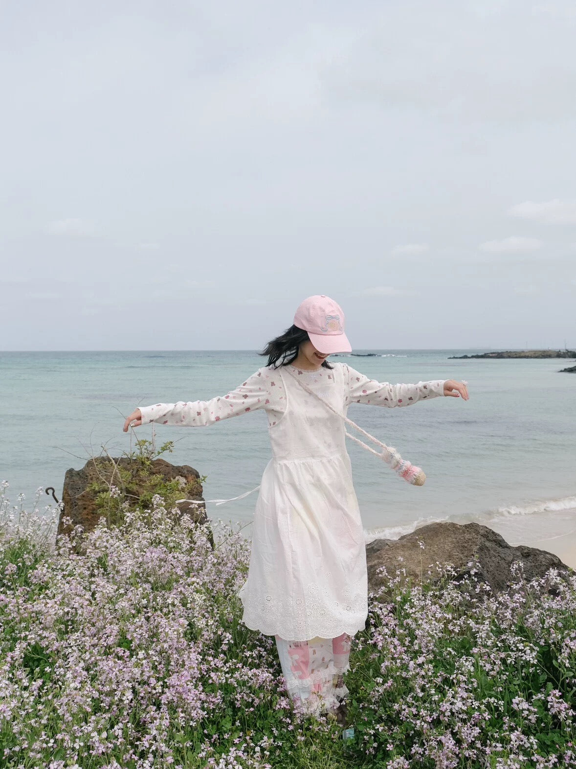 White vest dress with a cover-up