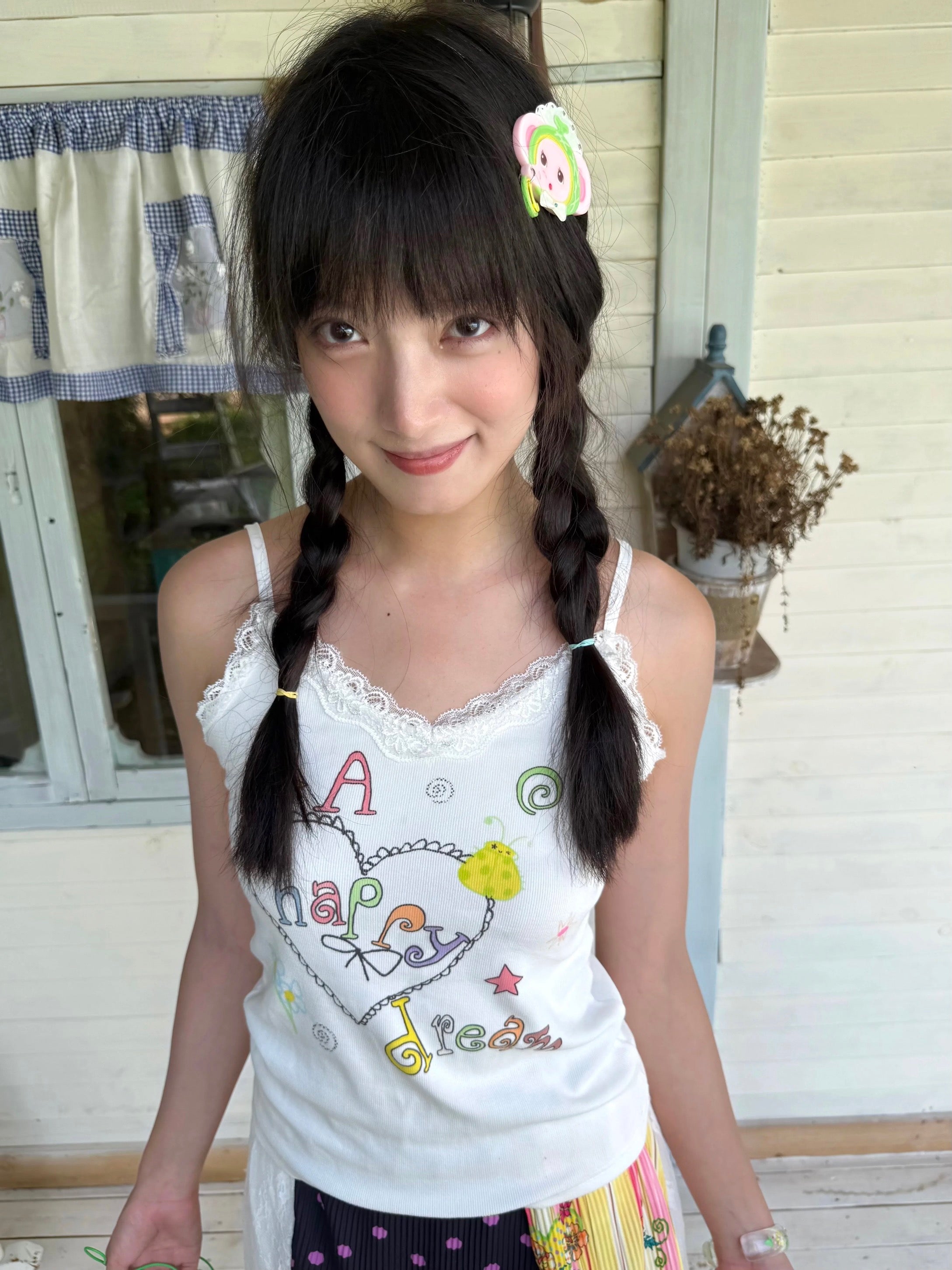 White printed camisole