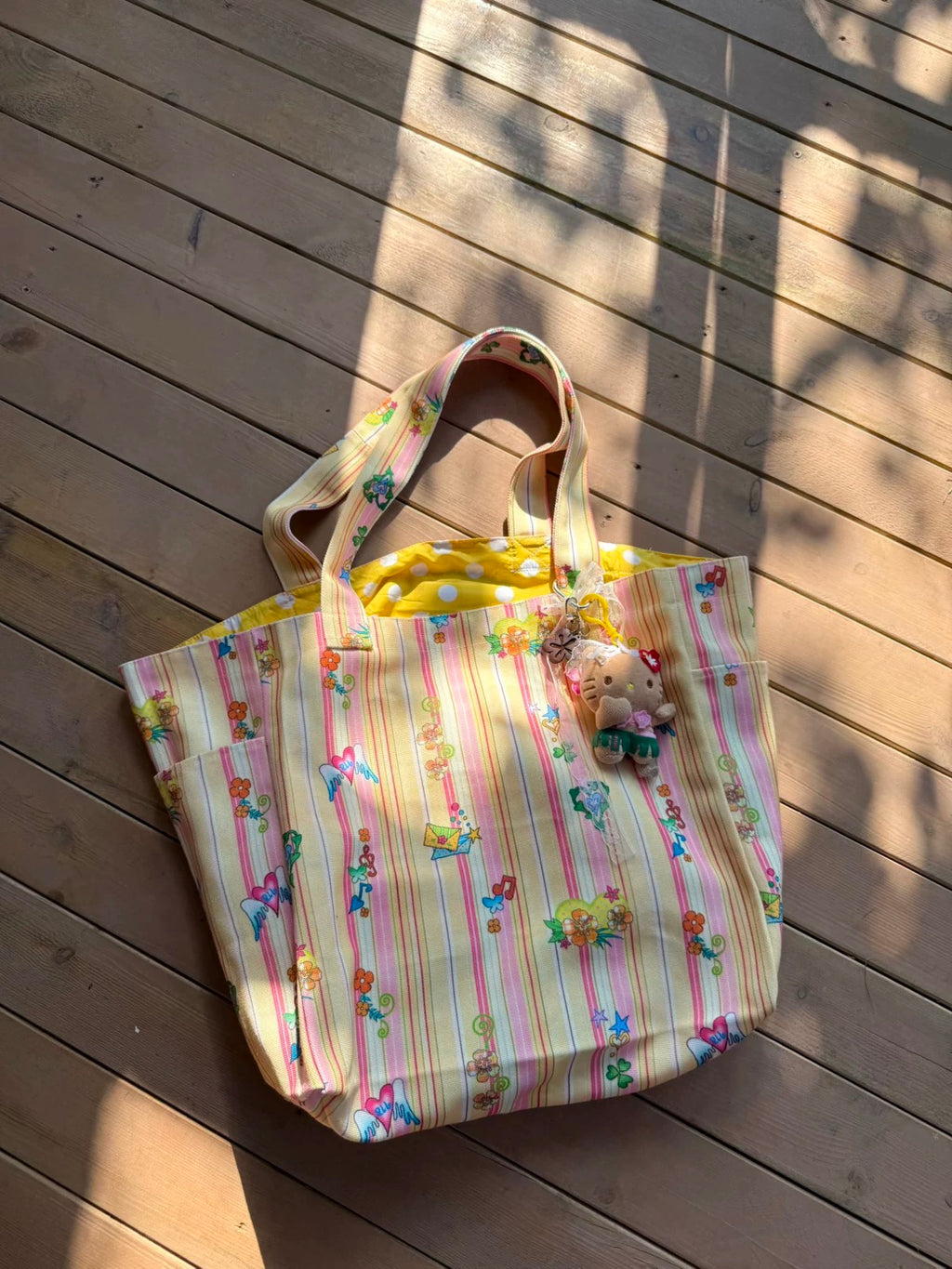 Orange printed canvas shoulder bag