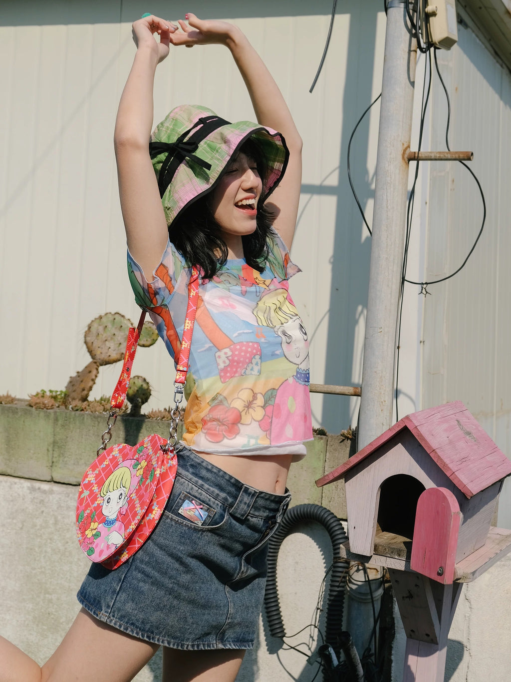 Red heart girl's crossbody bag