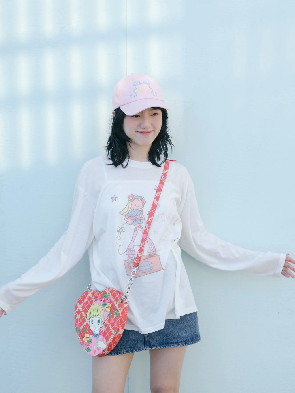 Red heart girl's crossbody bag