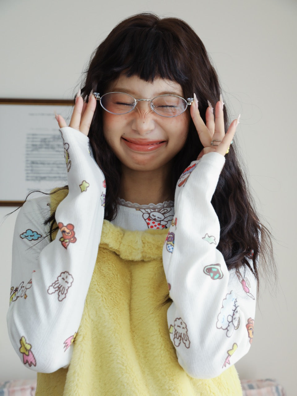 Yellow fuzzy vest dress