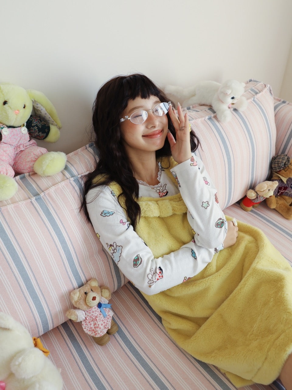 Yellow fuzzy vest dress