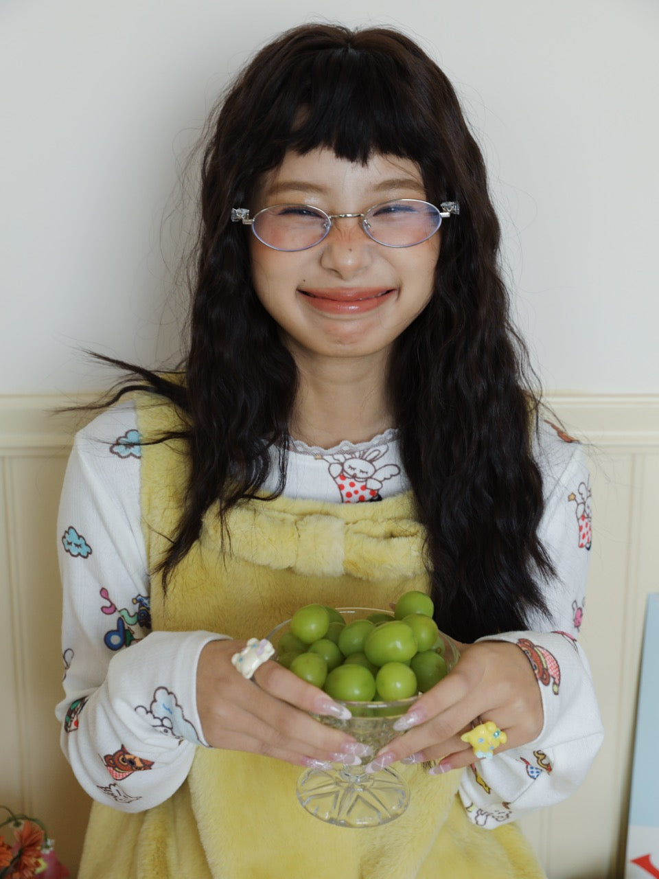 Yellow fuzzy vest dress
